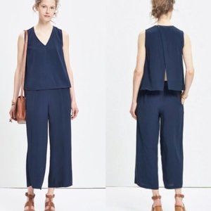 Madewell Key Overlay Jumpsuit Navy Blue | Medium